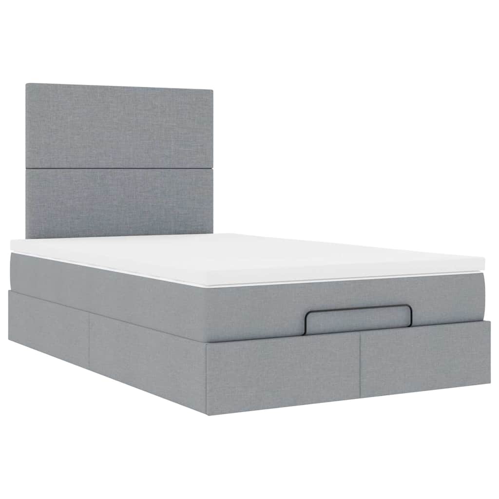 vidaXL Ottoman-Bett mit Matratze Hellgrau 120x190 cm Stoff