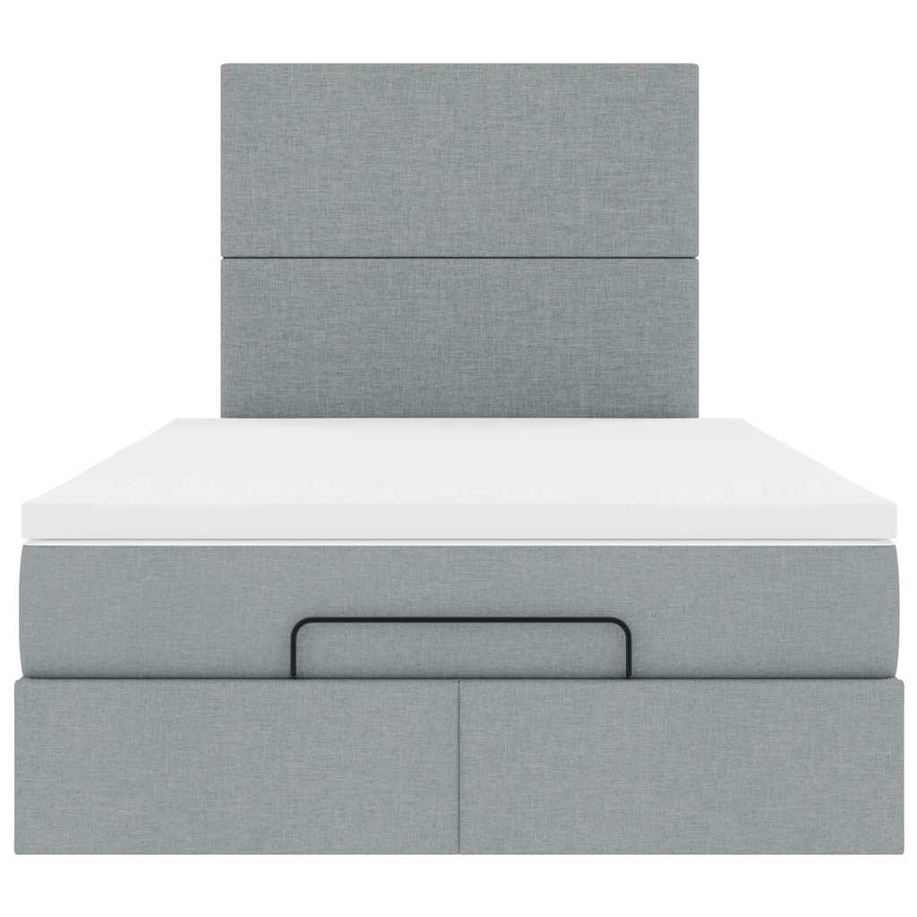 vidaXL Ottoman-Bett mit Matratze Hellgrau 120x190 cm Stoff
