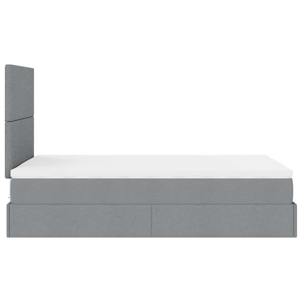 vidaXL Ottoman-Bett mit Matratze Hellgrau 120x190 cm Stoff