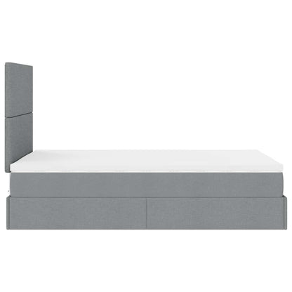 vidaXL Ottoman-Bett mit Matratze Hellgrau 120x190 cm Stoff