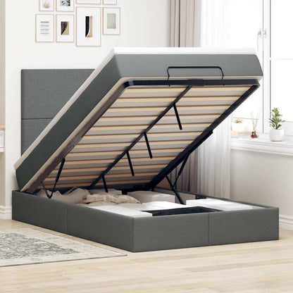 vidaXL Lit ottoman avec matelas Tissu gris foncé 120x190 cm