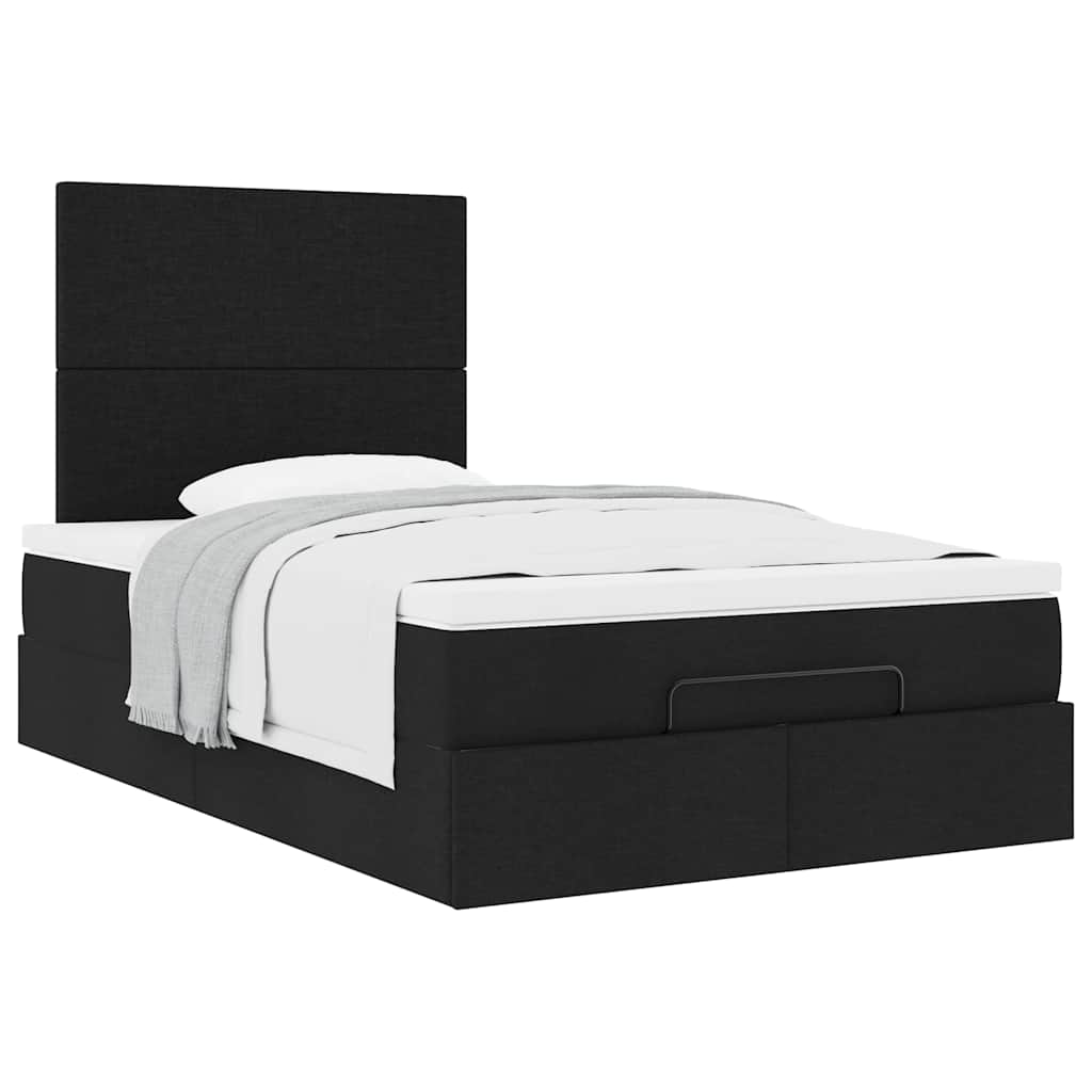 vidaXL Ottoman-Bett mit Matratze Schwarz 120x190 cm Stoff