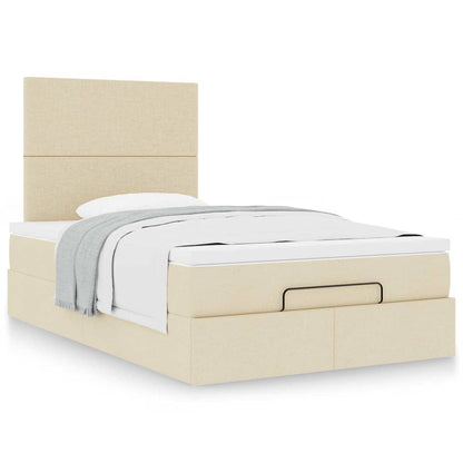 vidaXL Ottoman-Bett mit Matratze Creme 120x190 cm Stoff