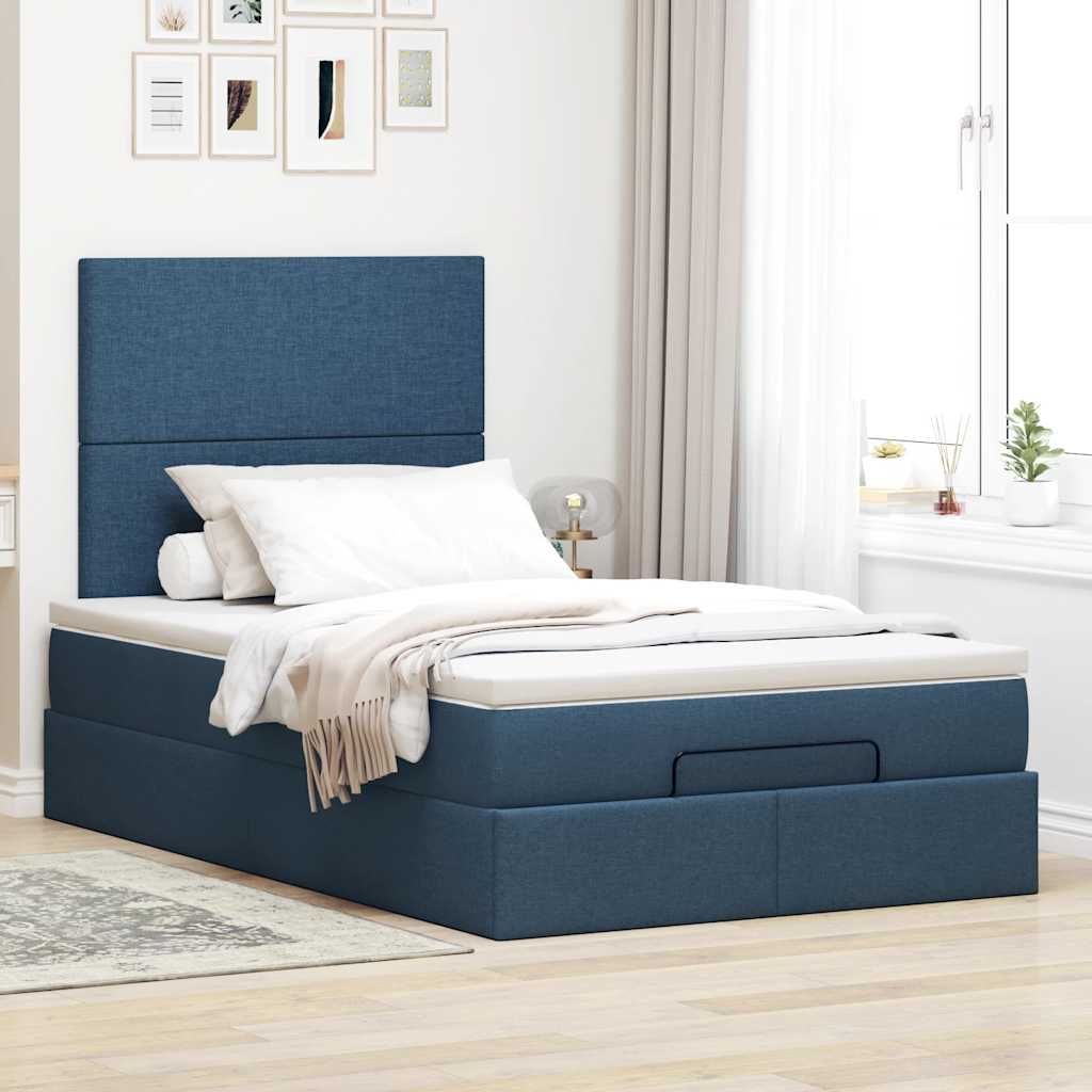 vidaXL Ottoman-Bett mit Matratze Blau 120x190 cm Stoff