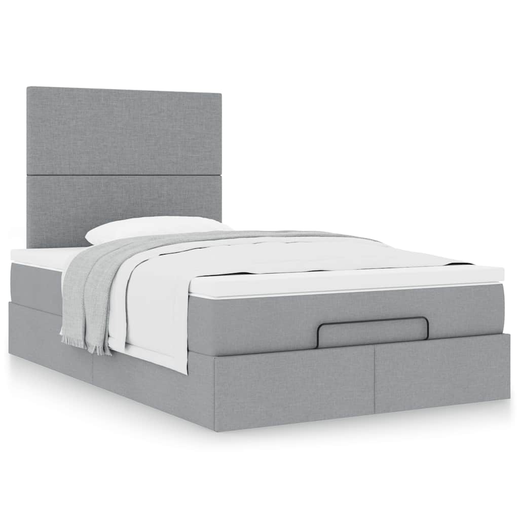 vidaXL Lit ottoman avec matelas Gris clair 120x200 cm Tissu