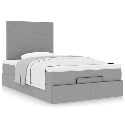 vidaXL Lit ottoman avec matelas Gris clair 120x200 cm Tissu