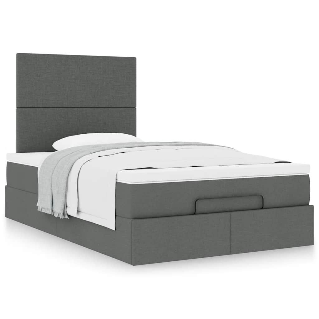 vidaXL Ottoman-Bett mit Matratze Dunkelgrau 120x200 cm Stoff