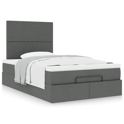 vidaXL Ottoman-Bett mit Matratze Dunkelgrau 120x200 cm Stoff