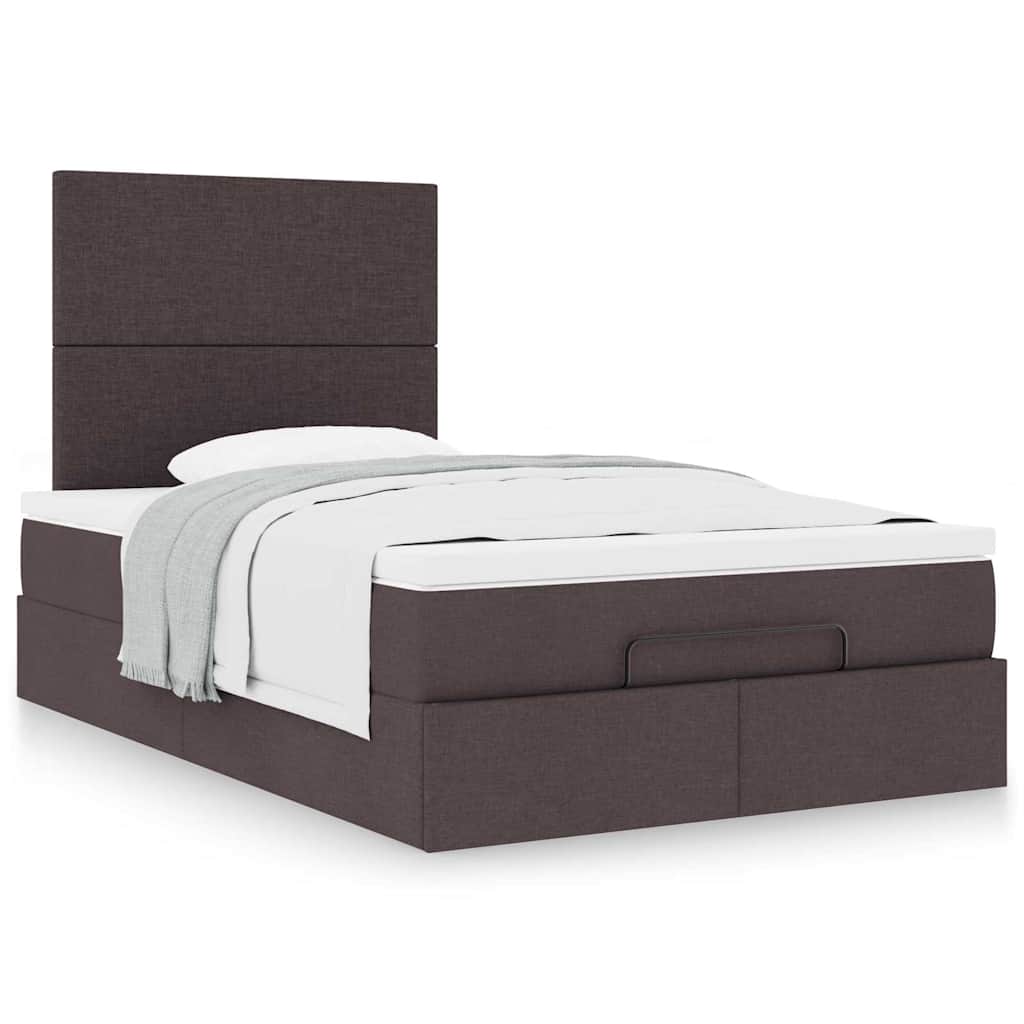 vidaXL Ottoman-Bett mit Matratze Dunkelbraun 120x200 cm Stoff