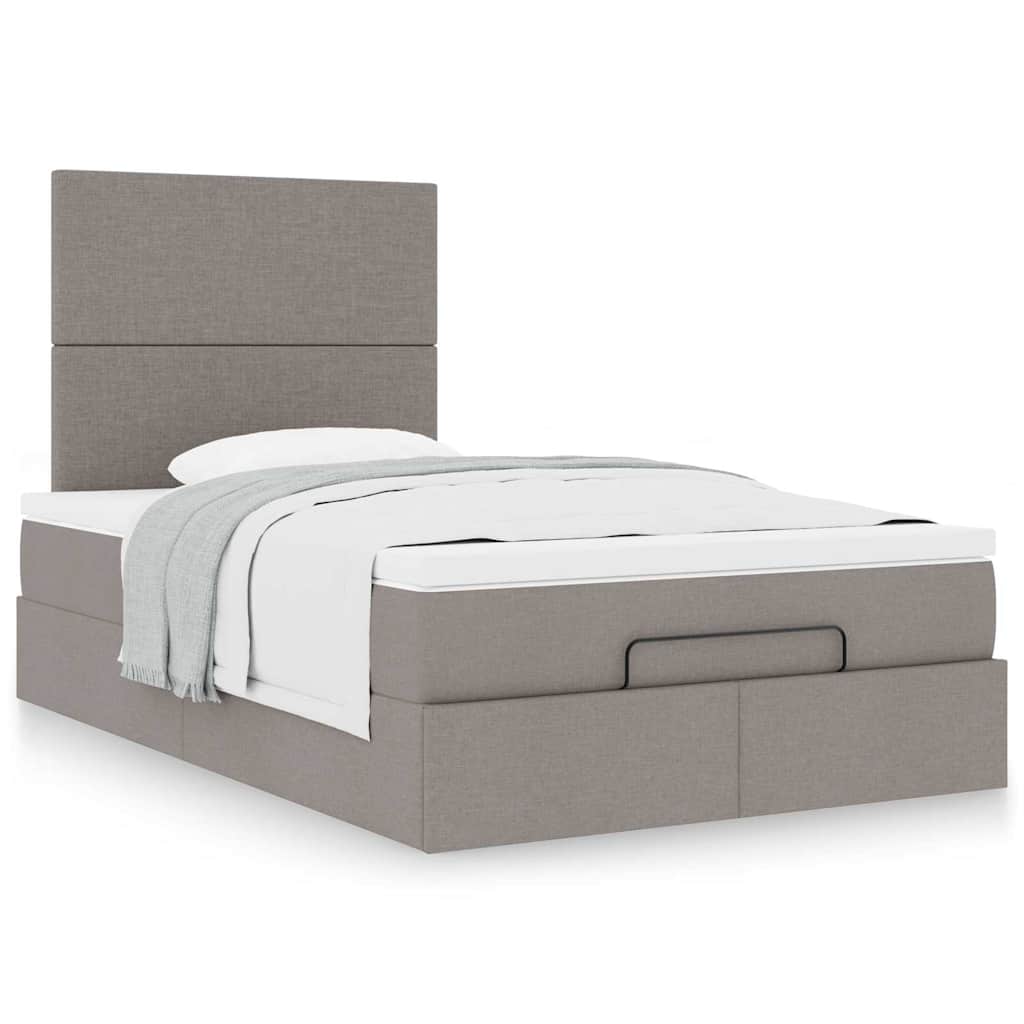 vidaXL Lit ottoman avec matelas Taupe 120x200 cm Tissu