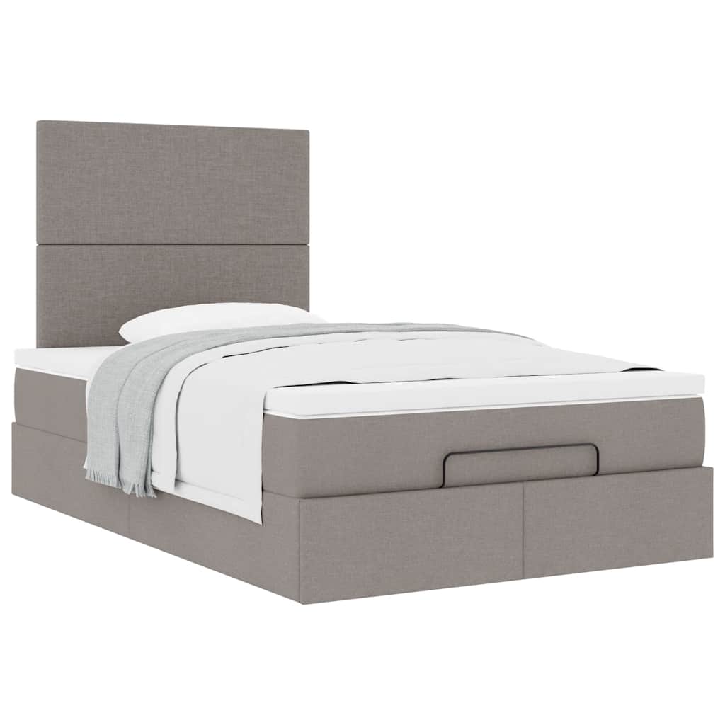 vidaXL Lit ottoman avec matelas Taupe 120x200 cm Tissu