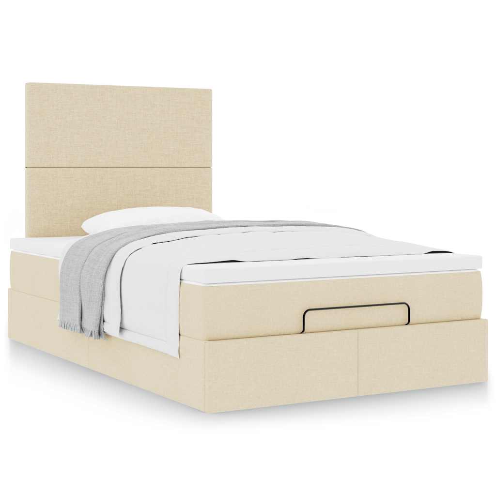 vidaXL Ottoman-Bett mit Matratze Creme 120x200 cm Stoff
