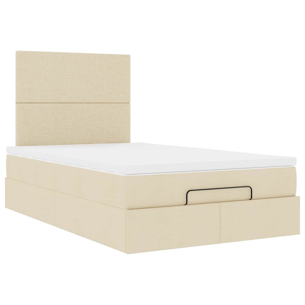 vidaXL Ottoman-Bett mit Matratze Creme 120x200 cm Stoff
