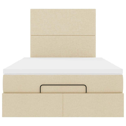 vidaXL Ottoman-Bett mit Matratze Creme 120x200 cm Stoff