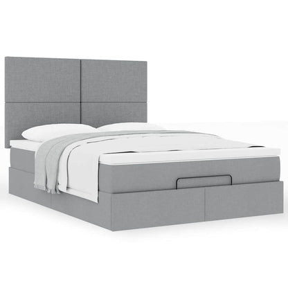 vidaXL Ottoman-Bett mit Matratze Hellgrau 140x190 cm Stoff