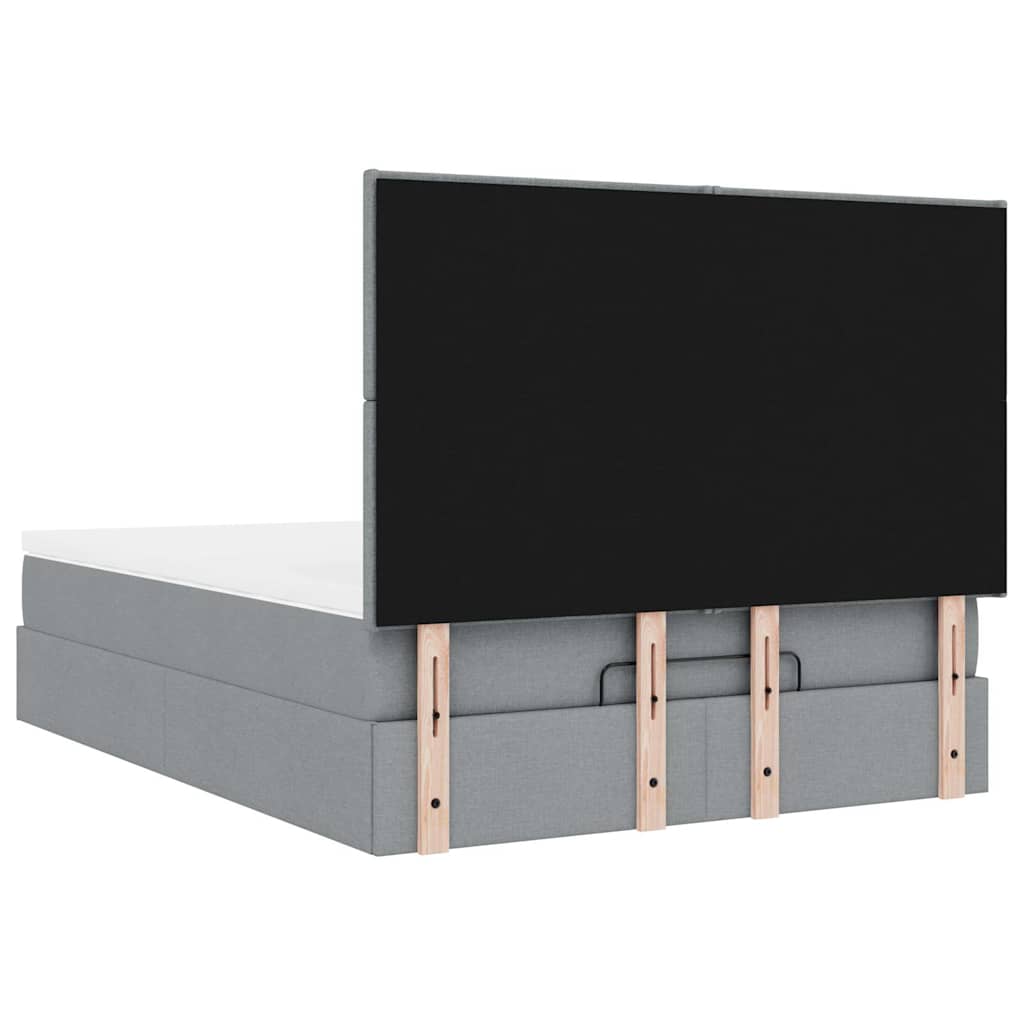 Ottoman-Bett mit Matratze Hellgrau 140x190 cm Stoff