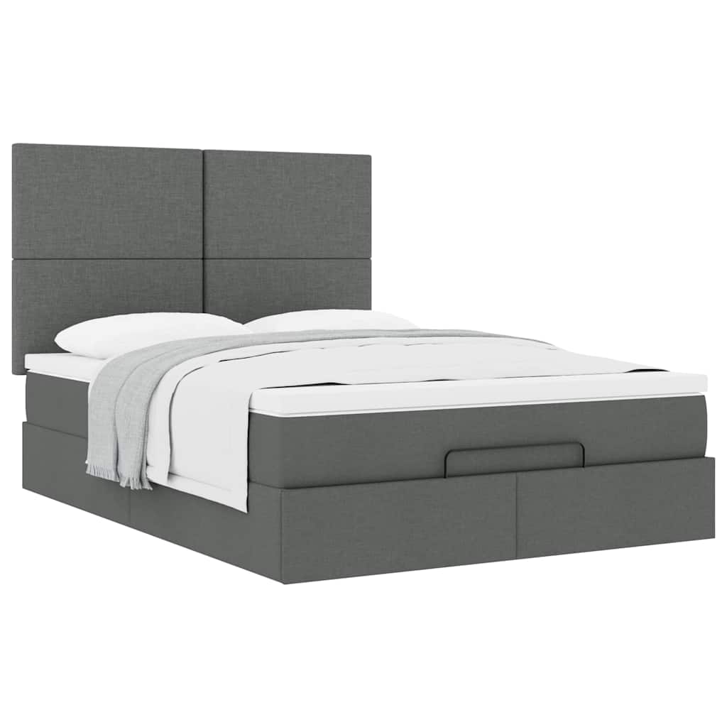 vidaXL Ottoman-Bett mit Matratze Dunkelgrau 140x190 cm Stoff