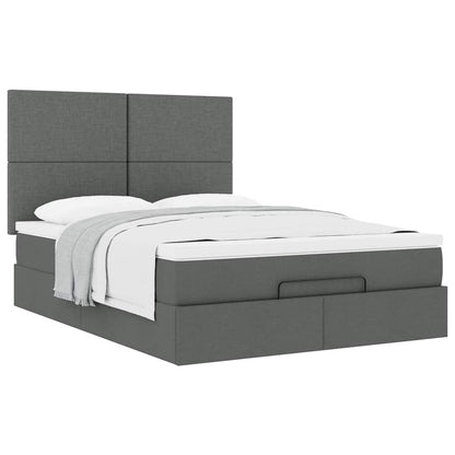 vidaXL Ottoman-Bett mit Matratze Dunkelgrau 140x190 cm Stoff