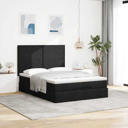 vidaXL Ottoman-Bett mit Matratze Schwarz 140x190 cm Stoff