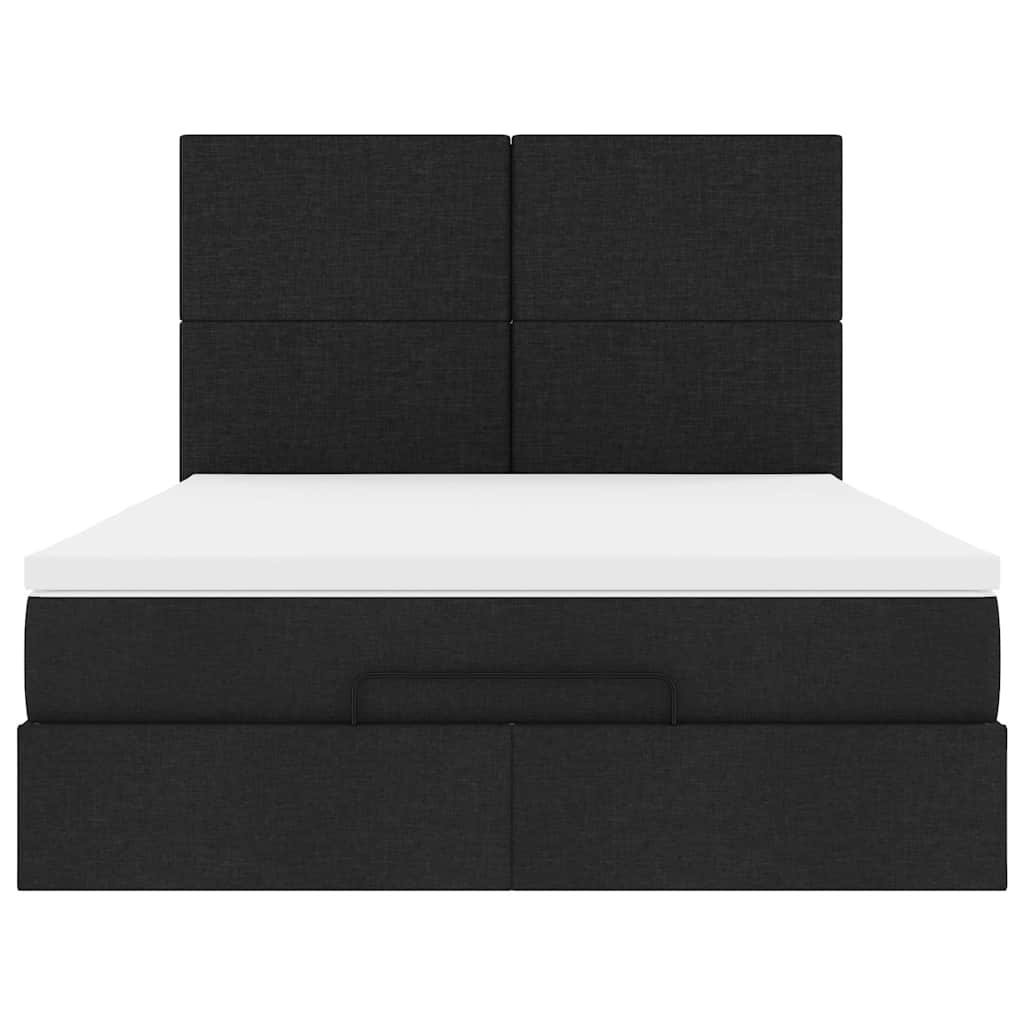 vidaXL Ottoman-Bett mit Matratze Schwarz 140x190 cm Stoff