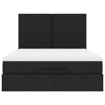 vidaXL Ottoman-Bett mit Matratze Schwarz 140x190 cm Stoff