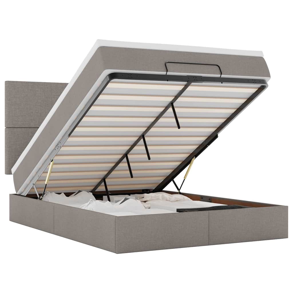 Ottoman-Bett mit Matratze Taupe 140x190 cm Stoff