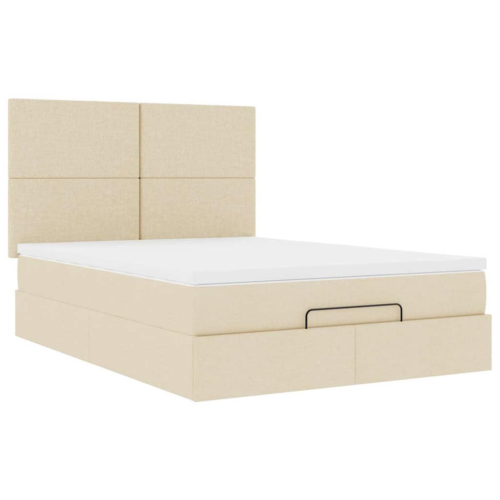 Ottoman-Bett mit Matratze Creme 140x190 cm Stoff