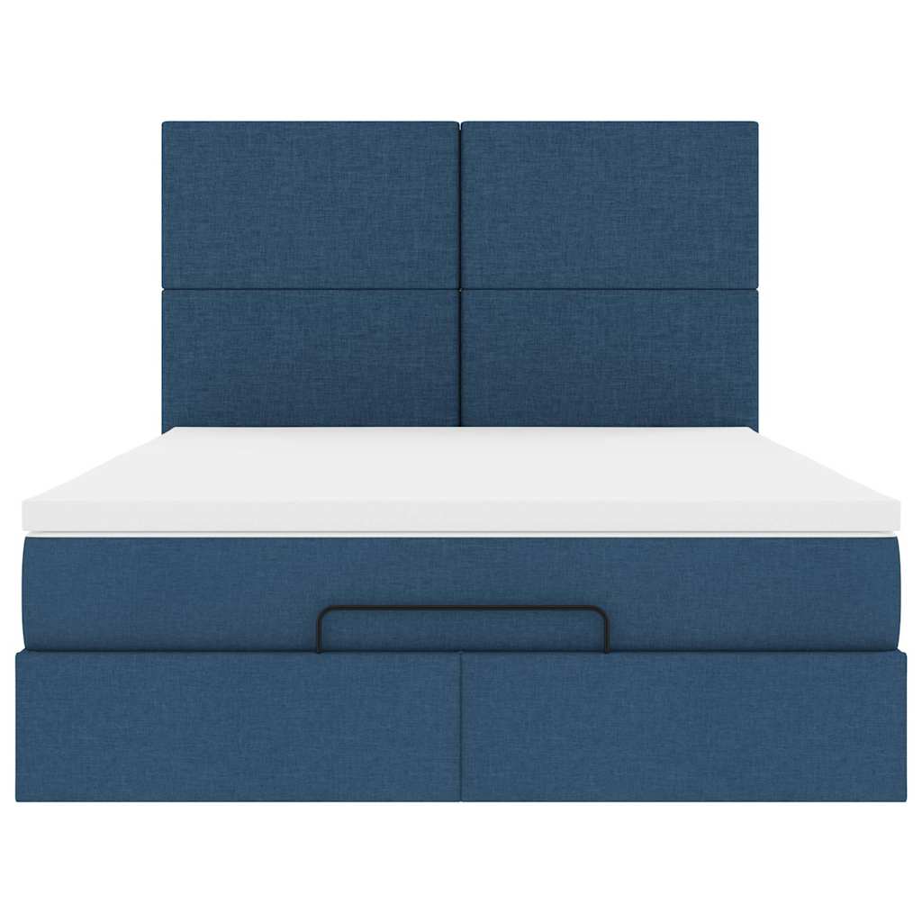 vidaXL Ottoman-Bett mit Matratze Blau 140x190 cm Stoff