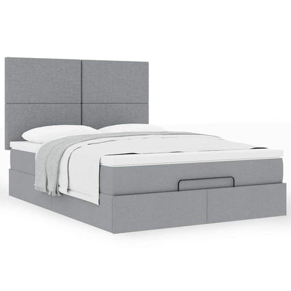 vidaXL Lit ottoman avec matelas gris clair 140x200 cm tissu