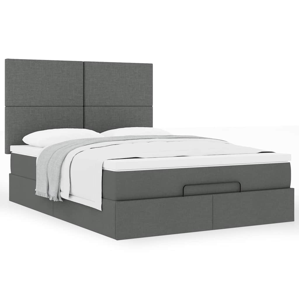 vidaXL Lit ottoman avec matelas gris foncé 140x200 cm tissu