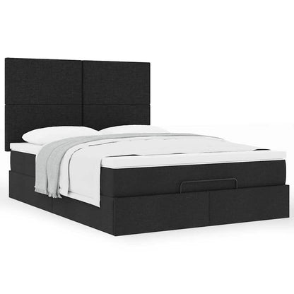 vidaXL Lit ottoman avec matelas Noir 140x200 cm Tissu