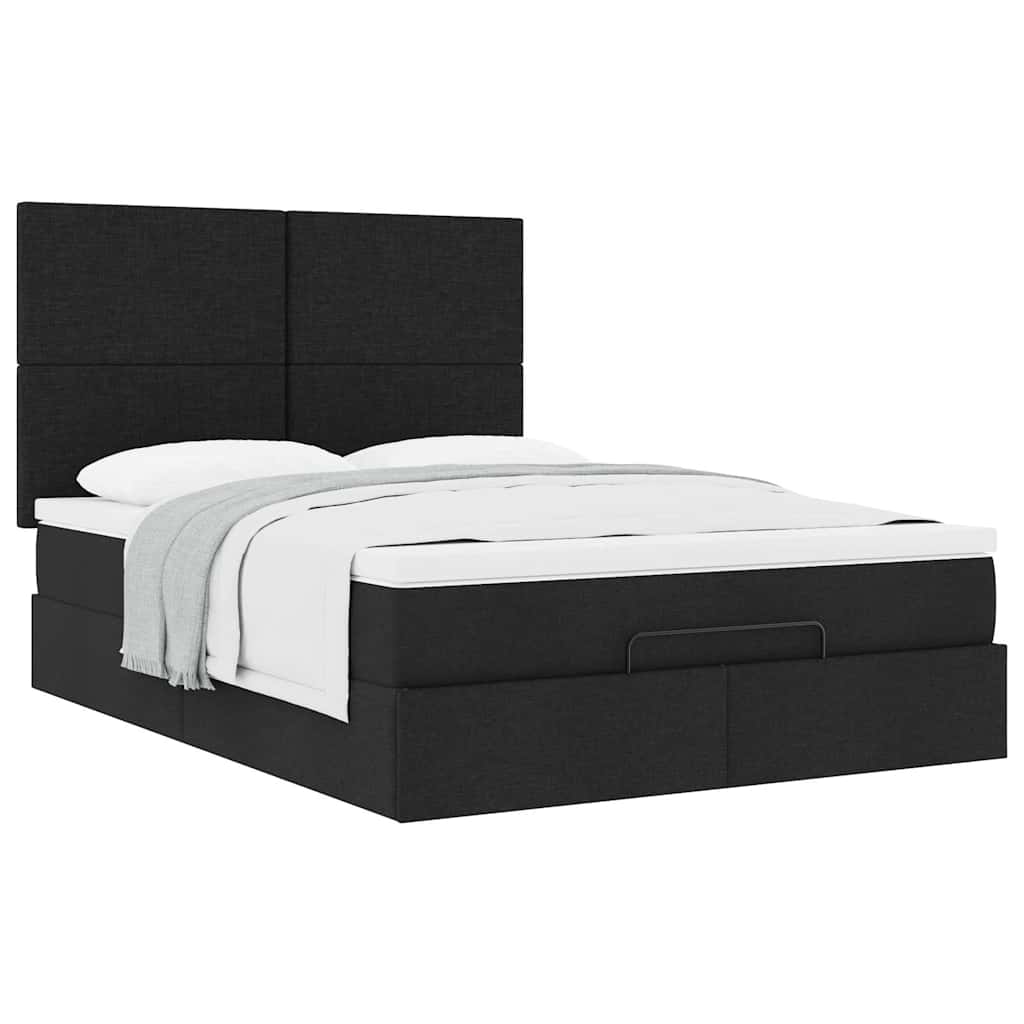 vidaXL Lit ottoman avec matelas Noir 140x200 cm Tissu