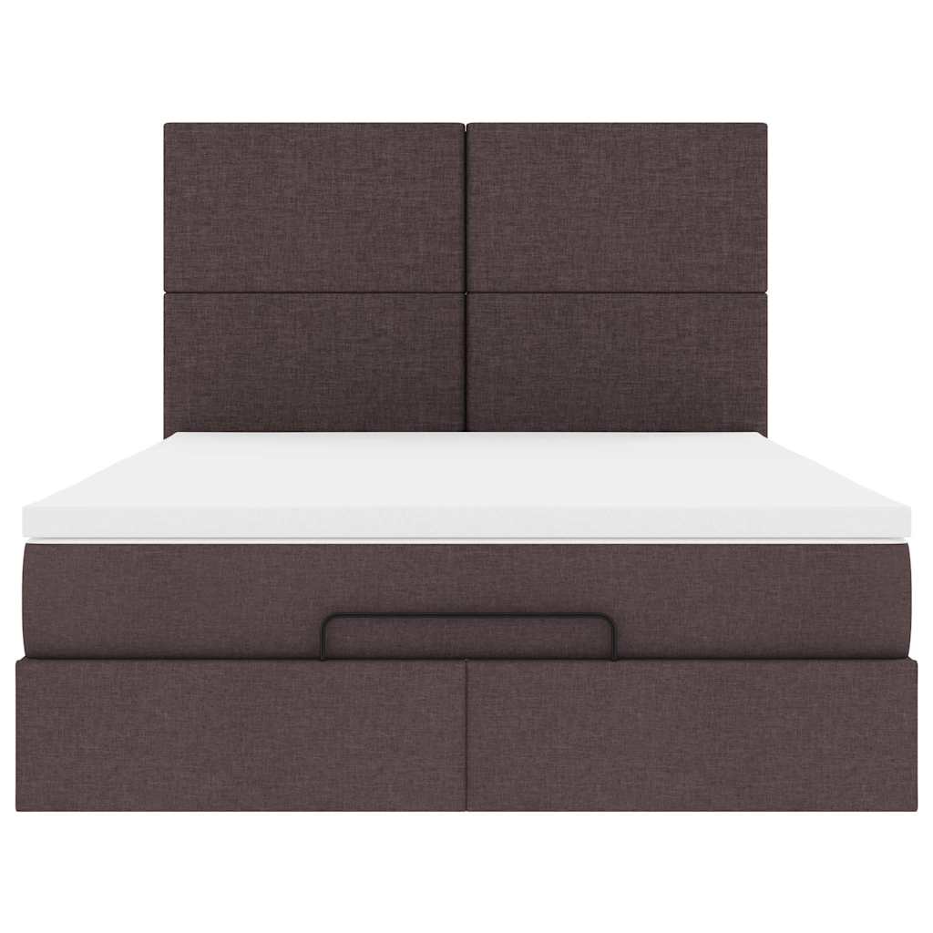 vidaXL Ottoman-Bett mit Matratze Dunkelbraun 140x200 cm Stoff