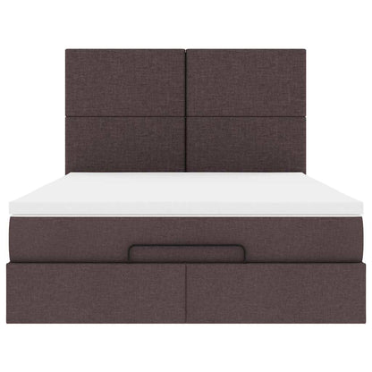 vidaXL Ottoman-Bett mit Matratze Dunkelbraun 140x200 cm Stoff