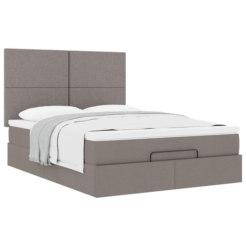 vidaXL Lit ottoman avec matelas Tissu taupe 140x200 cm