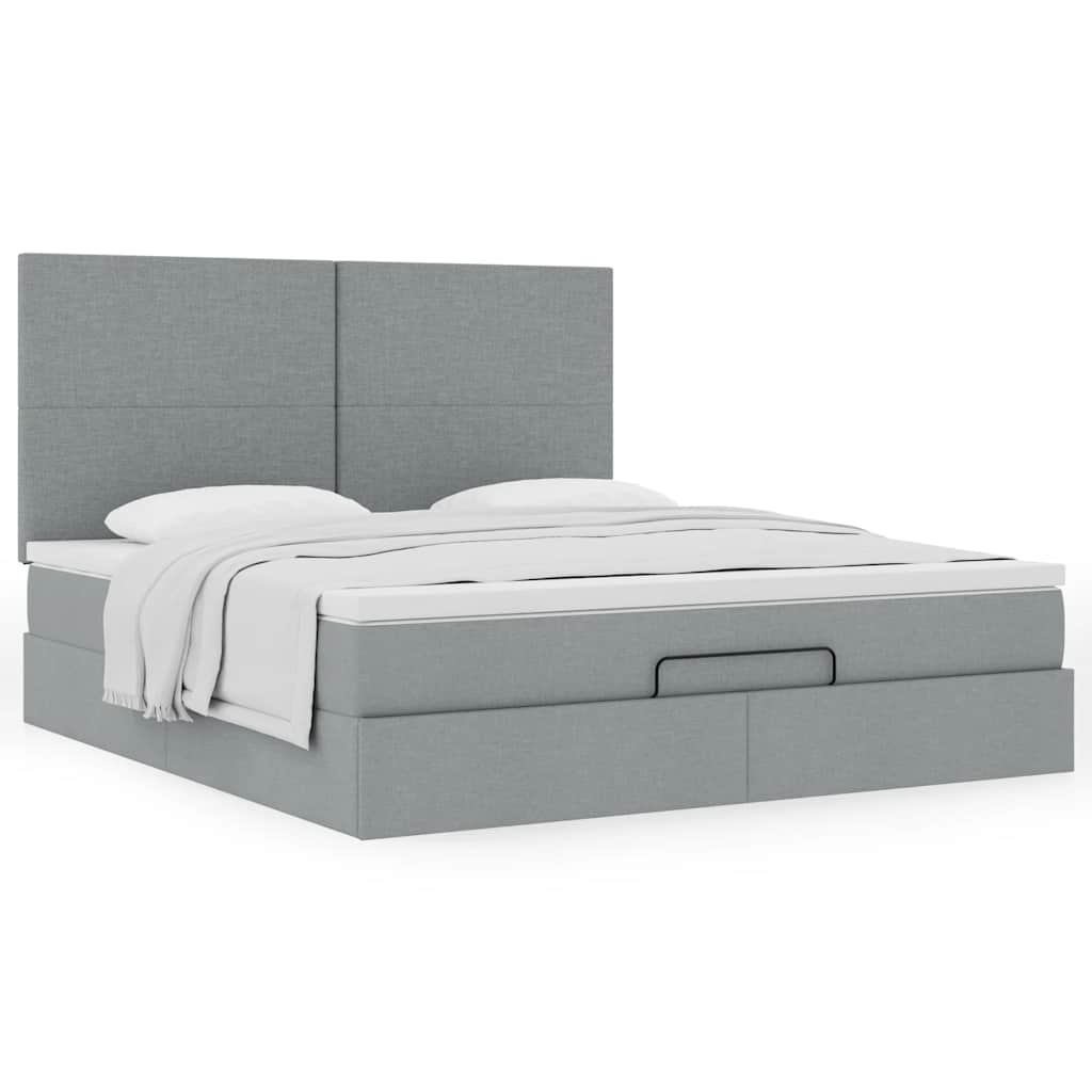 vidaXL Lit ottoman avec matelas Gris clair 160x200 cm Tissu