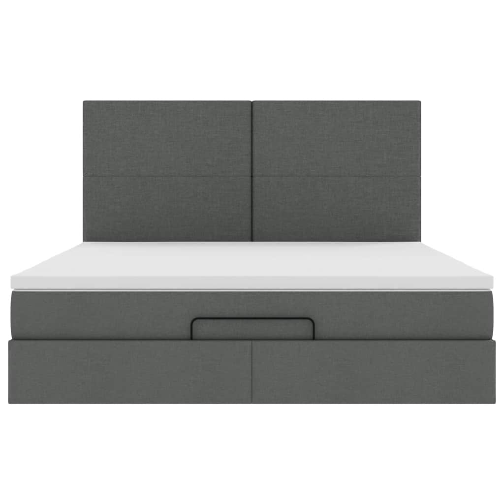 vidaXL Ottoman-Bett mit Matratze Dunkelgrau 160x200 cm Stoff