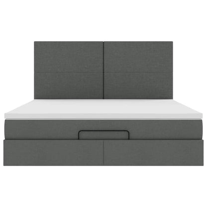 vidaXL Ottoman-Bett mit Matratze Dunkelgrau 160x200 cm Stoff