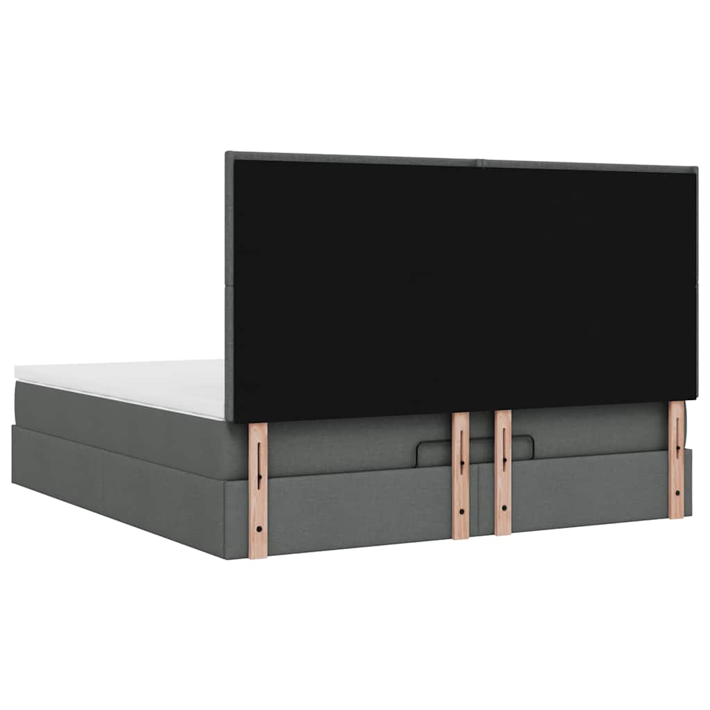 vidaXL Ottoman-Bett mit Matratze Dunkelgrau 160x200 cm Stoff
