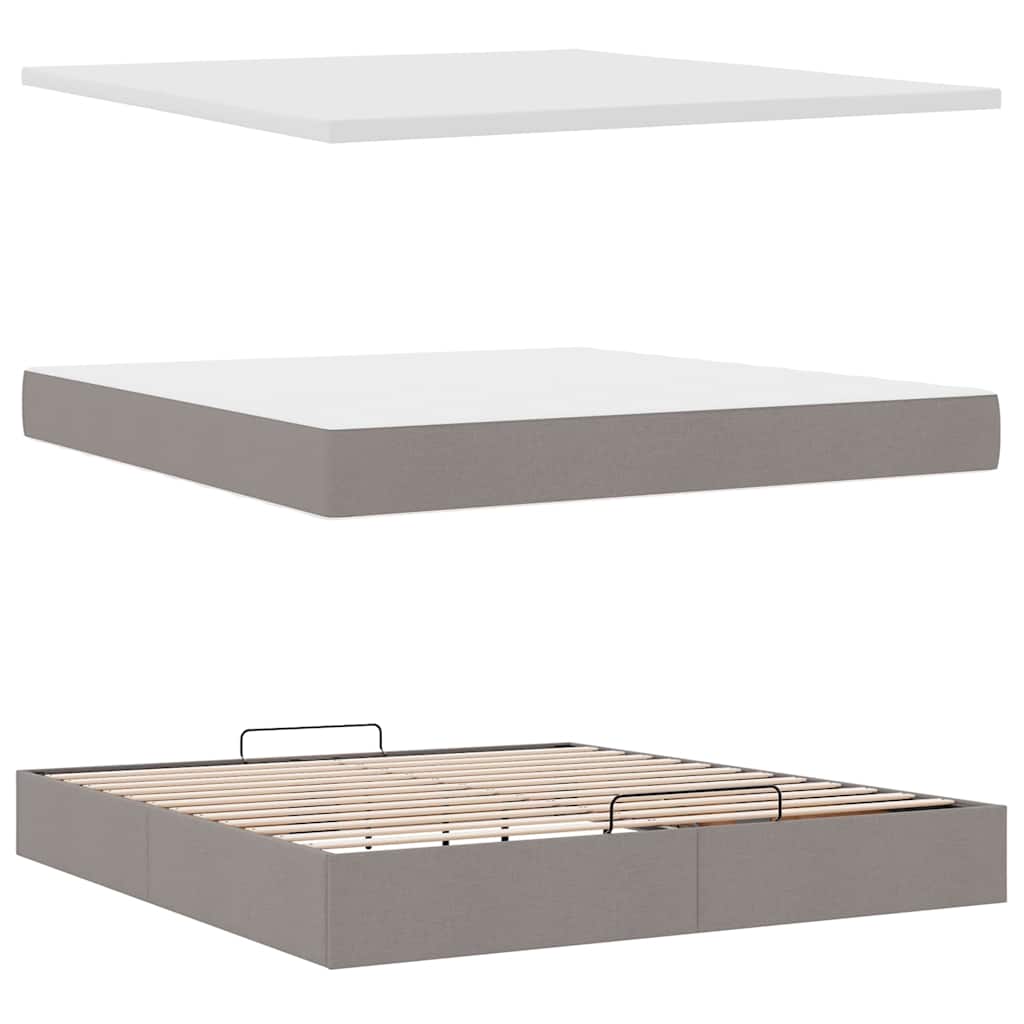 vidaXL Ottoman-Bett mit Matratze Taupe 160x200 cm Stoff