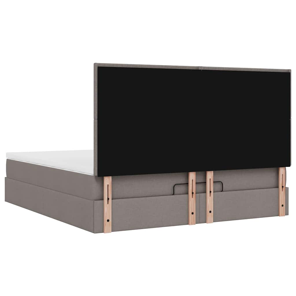 vidaXL Ottoman-Bett mit Matratze Taupe 160x200 cm Stoff