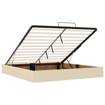 vidaXL Lit Ottoman avec matelas crème 160x200 cm Tissu