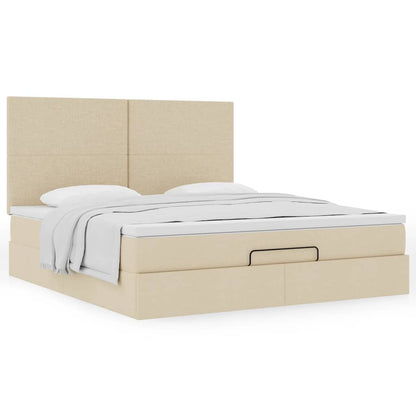vidaXL Lit Ottoman avec matelas crème 160x200 cm Tissu