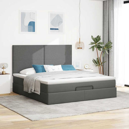 vidaXL Ottoman-Bett mit Matratze Dunkelgrau 180x200 cm Stoff