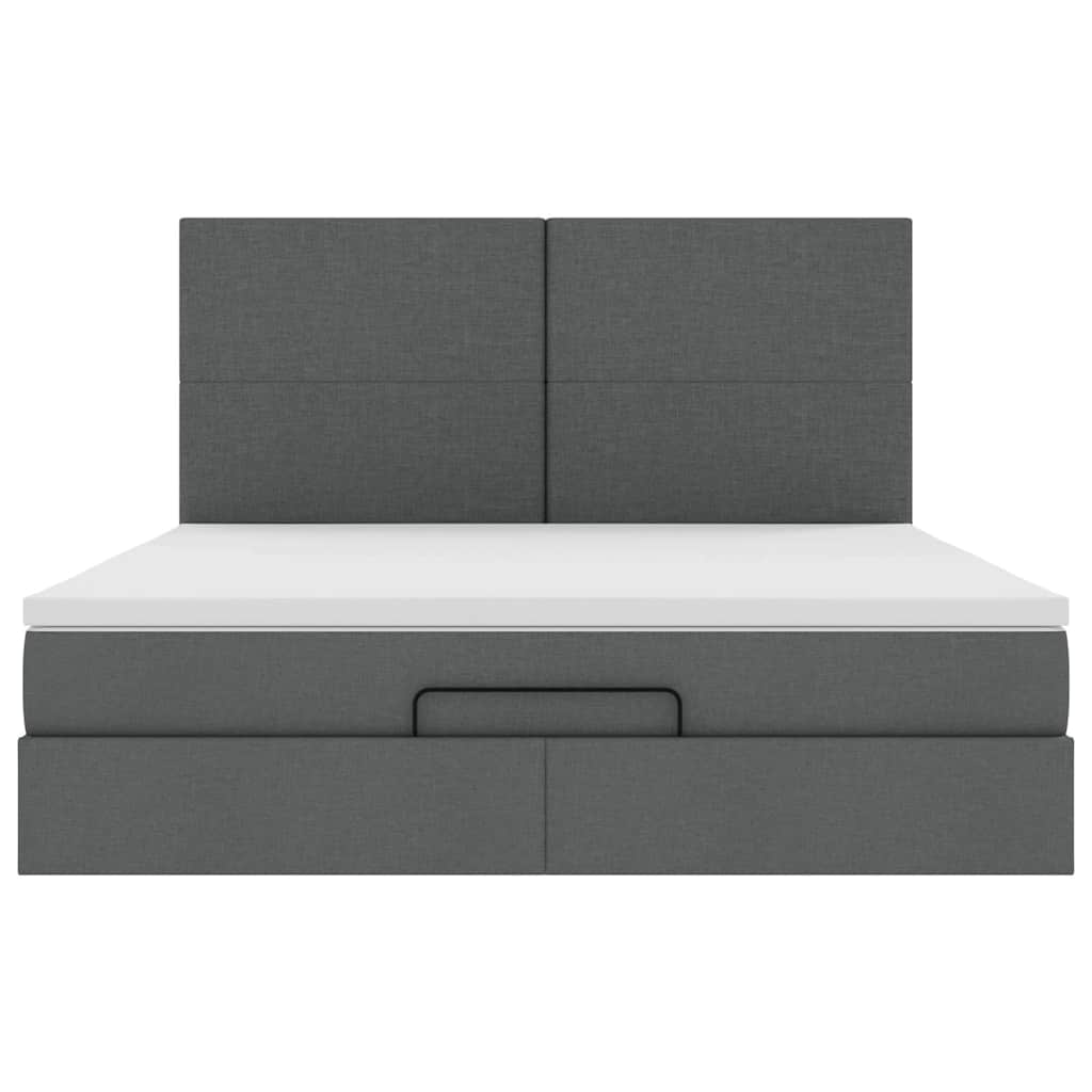 vidaXL Ottoman-Bett mit Matratze Dunkelgrau 180x200 cm Stoff