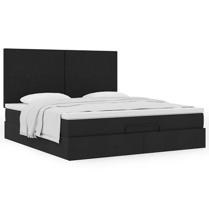 vidaXL Ottoman-Bett mit Matratze Schwarz 180x200 cm Stoff