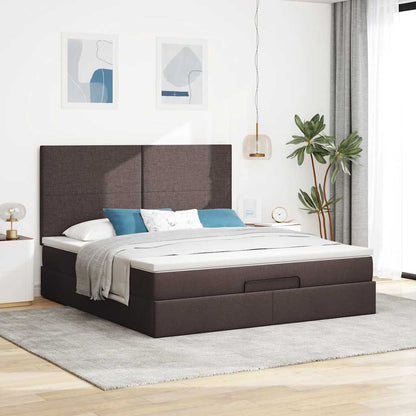 vidaXL Lit coffre avec matelas Tissu marron foncé 180x200 cm