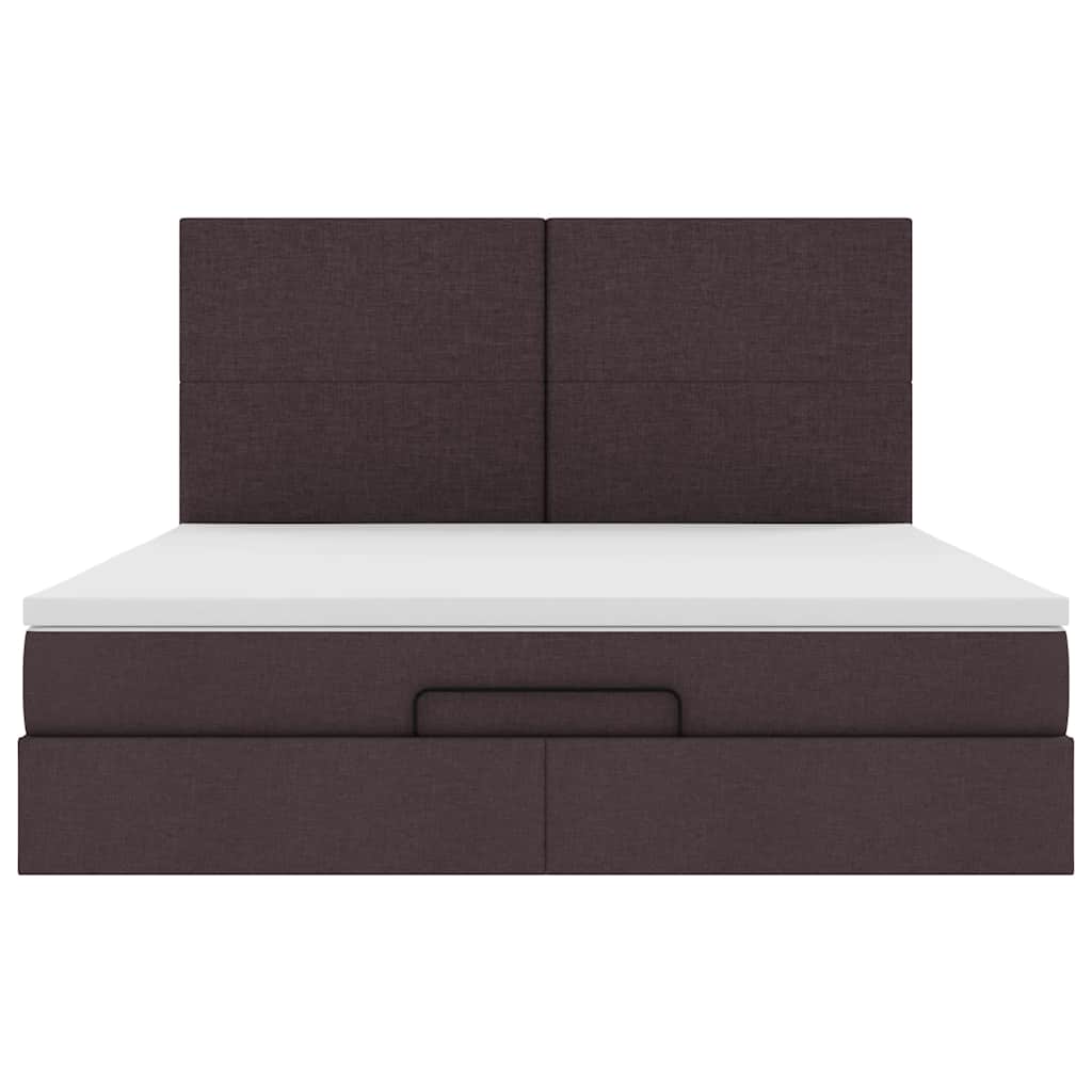vidaXL Lit coffre avec matelas Tissu marron foncé 180x200 cm