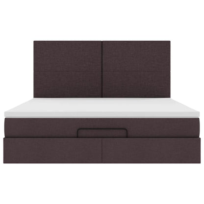 vidaXL Lit coffre avec matelas Tissu marron foncé 180x200 cm