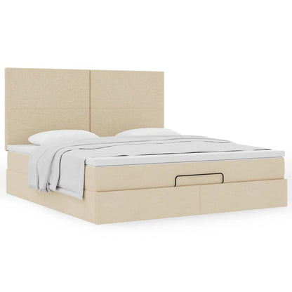 vidaXL Ottoman-Bett mit Matratze Creme 180x200 cm Stoff